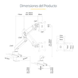 StarTech.com Brazo de Escritorio para Pantalla - Soporte VESA para Monitor hasta 34" (8kg) - Soporte VESA Articulado con Movimiento Total - Hub USB 3.0 de 2 Puertos - Grommet o Abrazadera - Resorte Monitor Negro