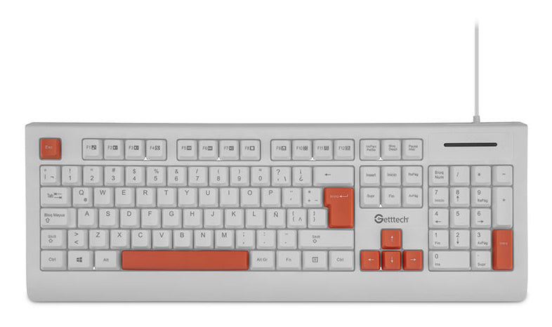 Getttech GGK-ESMWR-02-WH teclado Universal USB Blanco, Tamaño completo (100%), Alámbrico
