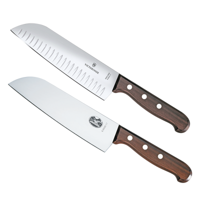 6.8520.17G/P - Set de 2 Cuchillos Santoku / Hoja 17 cm / Mango de Madera / Acero Inoxidable / Fabricación Suiza