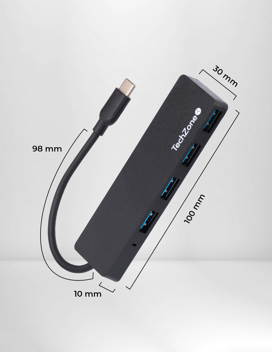 TechZone Connect HUB 3.0 USB 3.2 Gen 1 (3.1 Gen 1) Type-C 500 Mbit/s Negro, Acrilonitrilo butadieno estireno (ABS)