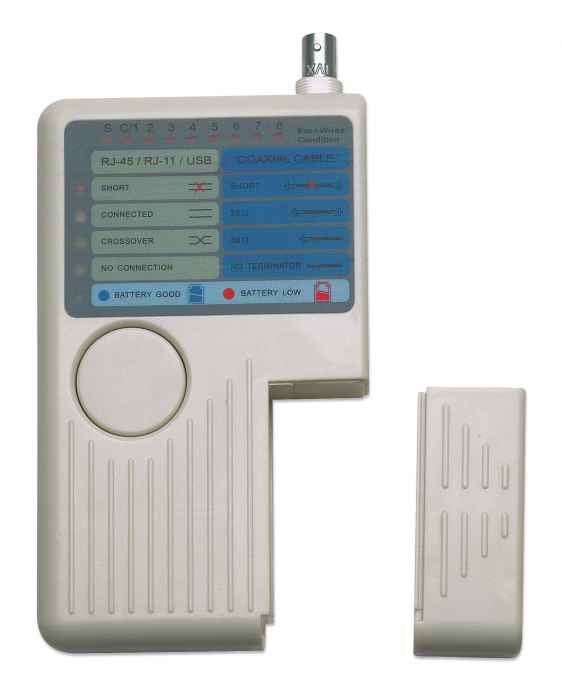 Intellinet Probador de Cables 4 en 1 Cable BNC, IEEE-1394, RJ-11, RJ-45, USB Beige Si 200 g