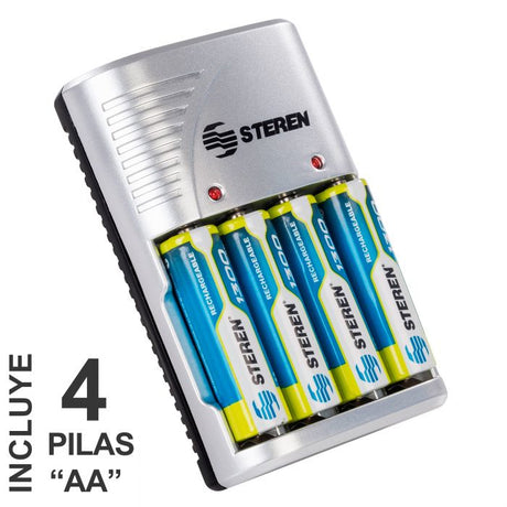 Steren CRG-020 cargador de batería Corriente alterna, 4 pieza(s), Pilas incluidas