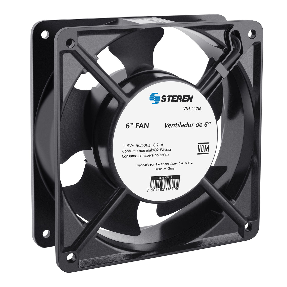 Steren VN6-117M sistema de refrigeración de computadora Universal Ventilador 12 cm Negro, 2650 RPM, 3000 RPM
