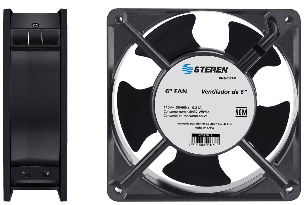 Steren VN6-117M sistema de refrigeración de computadora Universal Ventilador 12 cm Negro, 2650 RPM, 3000 RPM