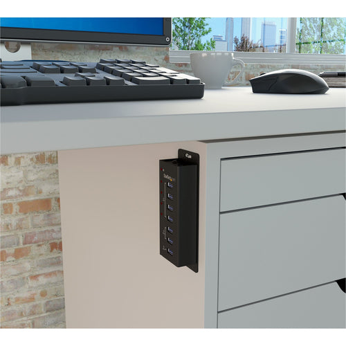 StarTech.com Hub Concentrador USB 3.0 (5Gbps) de 4 Puertos y 3 Puertos de Carga USB ( 2x 1A y 1x 2A) - Ladrón con Carcas