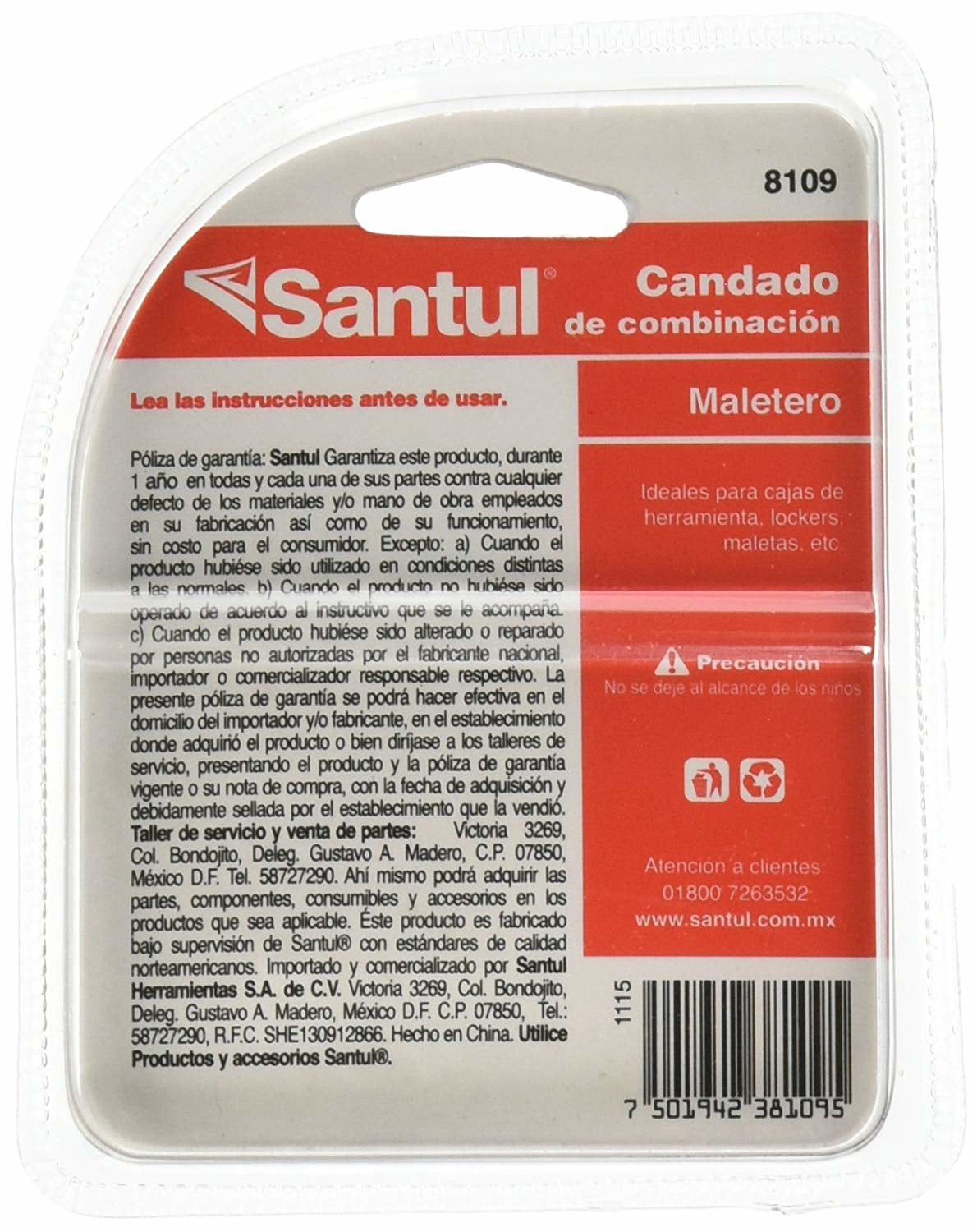 Candado maletero de combinación Santu 6