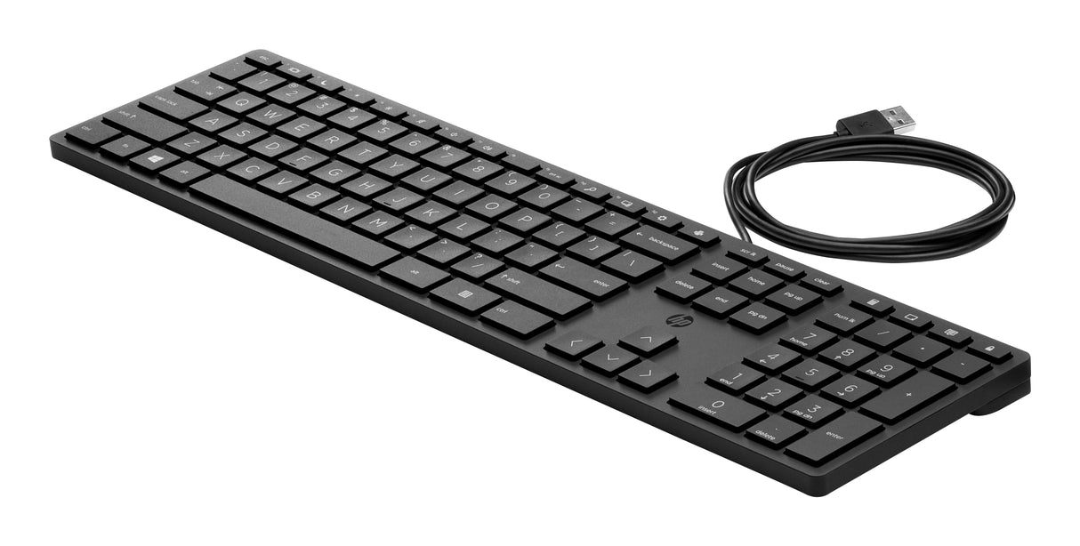 HP Teclado de escritorio 320K con cable, Tamaño completo (100%), Alámbrico, USB