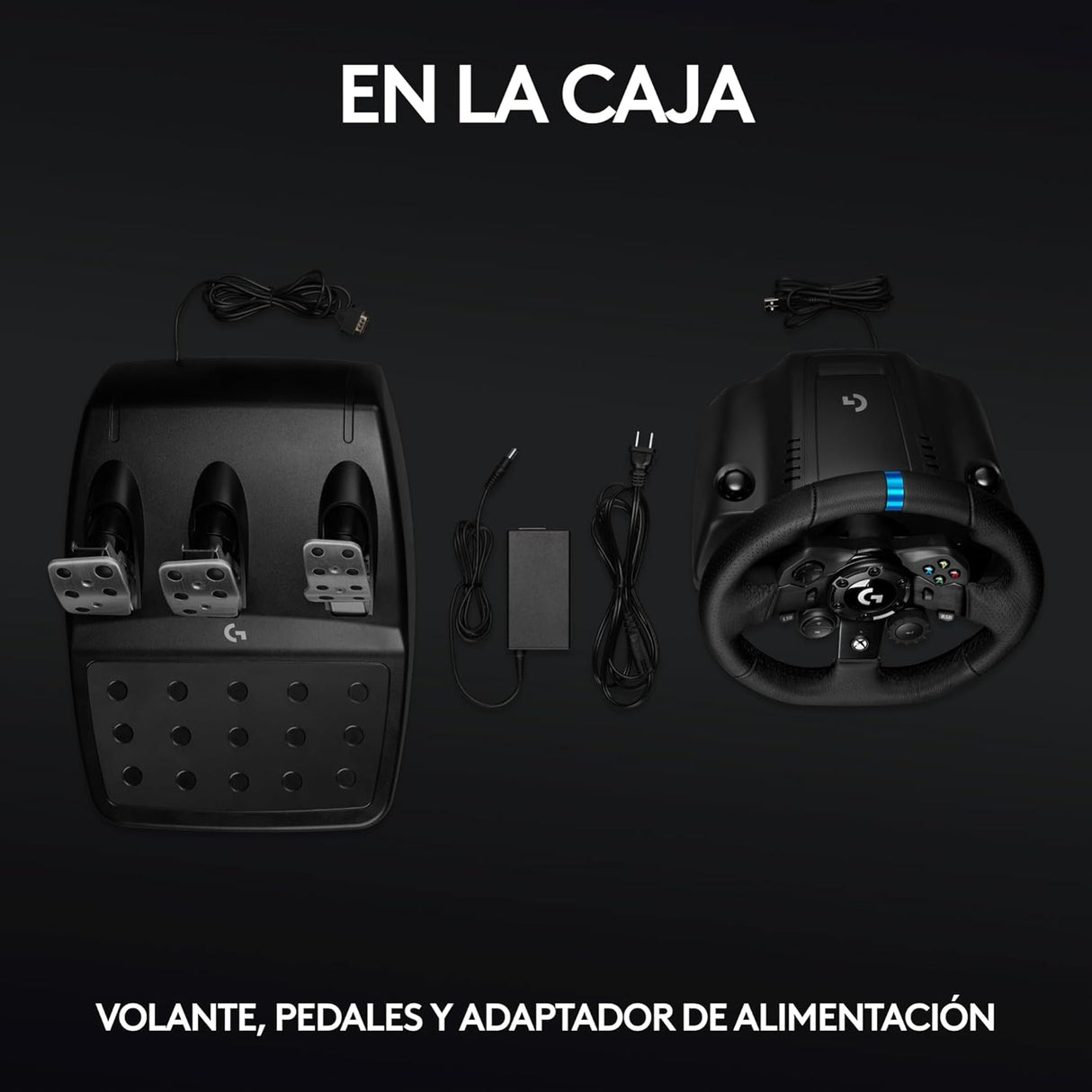 Volante de Carreras y Pedales Logitech G923 hasta 1000 Hz Force Feedback, Embrague Dual, para Xbox, PC, Negro