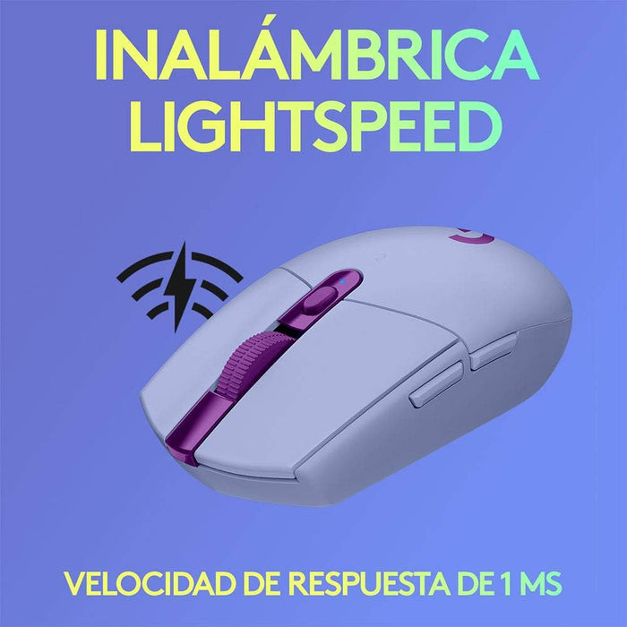 Mouse Lightspeed Gaming Logitech G305 Inalámbrico, Sensor Hero, 6 Botones, Lila - 910-006377