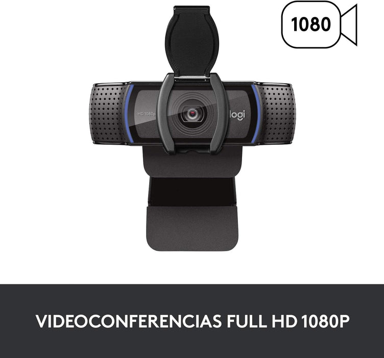 Camara Web Logitech C920S Pro FHD, 1080P con Micrófono y Tapa de Obturador, Negro - 960-001257
