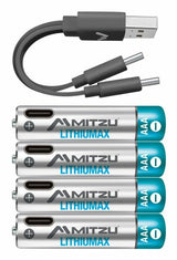 MITZU MLR-4XAAA pila de uso doméstico Batería recargable AAA Litio, 4 pieza(s), 390 mAh