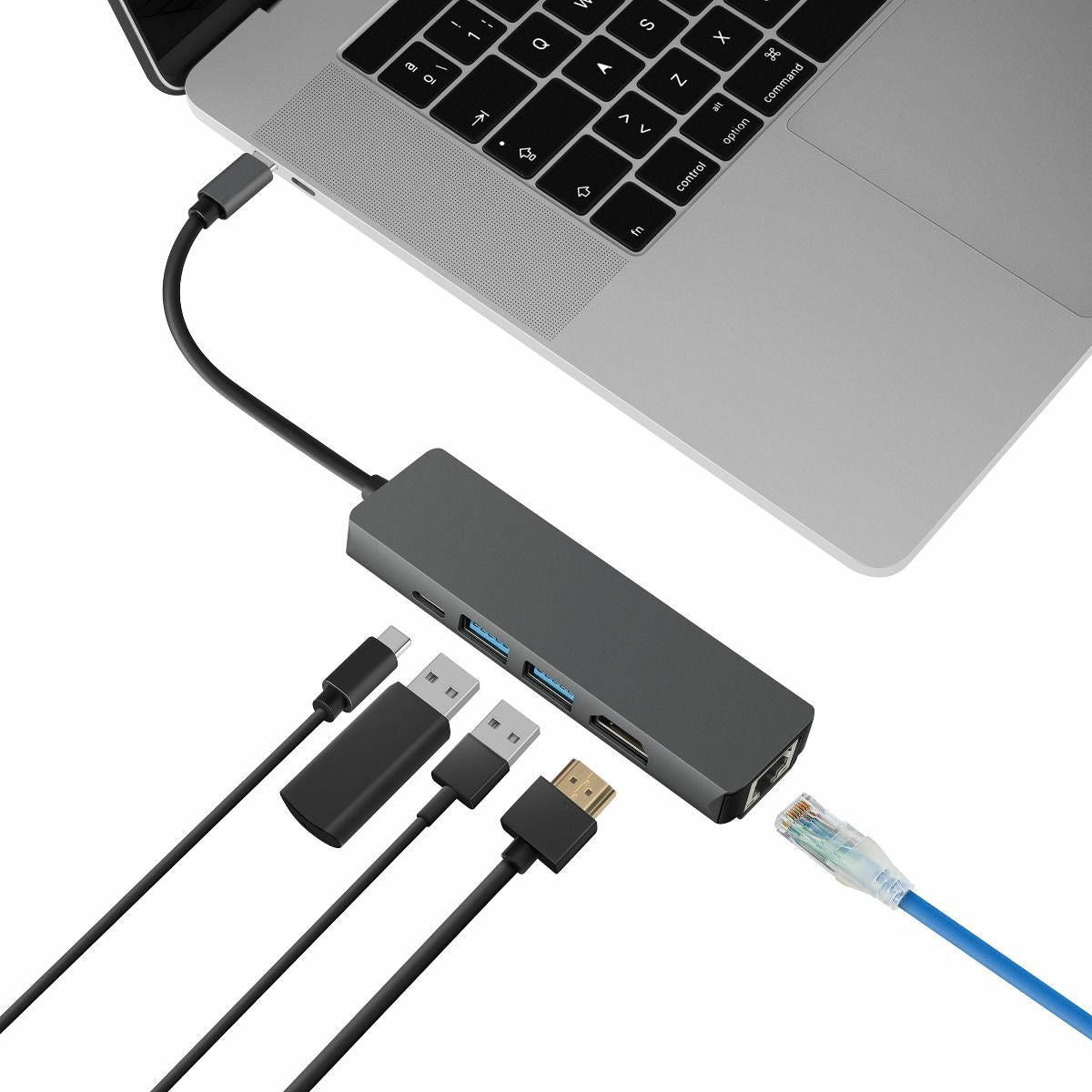 Steren USB-5295 base para laptop o replicador de puertos Alámbrico USB 3.2 Gen 1 (3.1 Gen 1) Type-C Gris, 100, 1000 Mbit