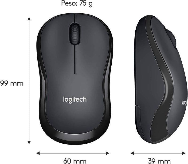 Mouse Ergonómico Logitech M317 Inalámbrico, Óptico, 1000 DPI, Negro - 910-003416