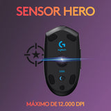 Mouse Lightspeed Gaming Logitech G305 Inalámbrico, Sensor Hero, 6 Botones, Negro - 910-005281 FullOffice.com 