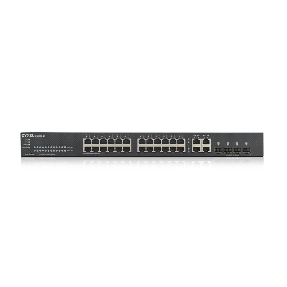 Zyxel GS1920-24V2 dispositivo de redes Gestionado Gigabit Ethernet (10/100/1000) Negro, Montaje en rack
