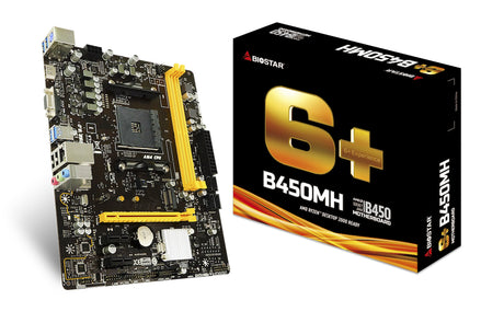 Biostar B450MH placa base AMD B450 Enchufe AM4 Micro ATX, AMD Athlon, AMD Ryzen 2000 Series, AMD Ryzen 3000 Series