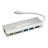 Manhattan Docking Station multiplicador de puertos USB Tipo-C 6 en 1 Laptop Alámbrico USB 3.2 Gen 2 (3.1 Gen 2) Type-C 2 1