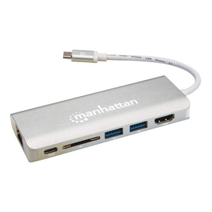 Manhattan Docking Station multiplicador de puertos USB Tipo-C 6 en 1 Laptop Alámbrico USB 3.2 Gen 2 (3.1 Gen 2) Type-C 2 1