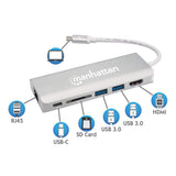 Manhattan Docking Station multiplicador de puertos USB Tipo-C 6 en 1 Laptop Alámbrico USB 3.2 Gen 2 (3.1 Gen 2) Type-C 2
