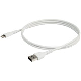 StarTech.com Cable Resistente USB-A a Lightning de 1 m Blanco - Cable de Alimentación y Sincronización USB Tipo A a Lightning con Fibra de Aramida Robusta - Con Certificación MFi de Apple - iPad/iPhone 12 Cable 1 m Lightning USB A Macho