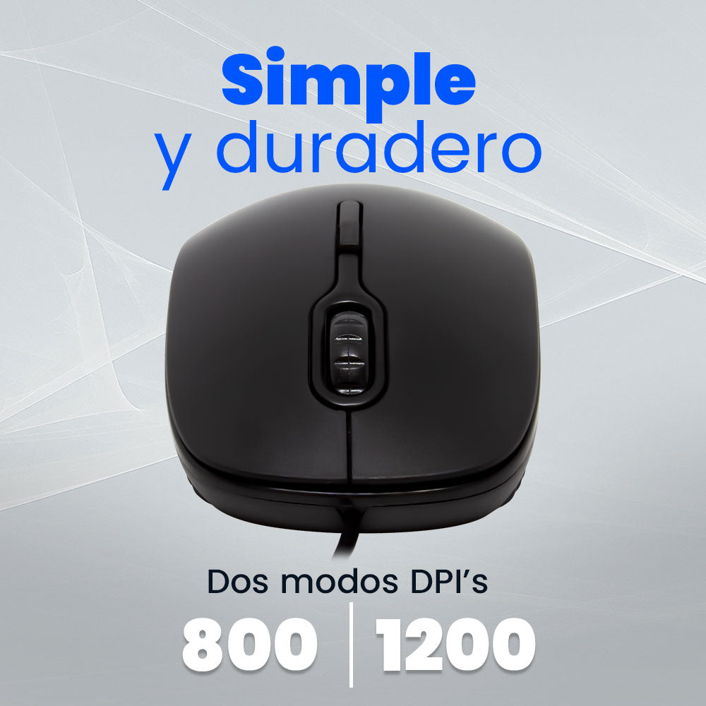 MOUSE VORAGO NEGRO OPTICO ALAMBRICO 4 BOT. USB 800/1,200 DPI MO-100