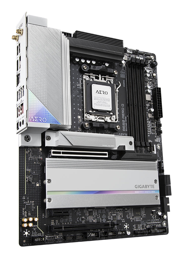 GIGABYTE B650 AERO G Placa base - Compatible con procesadores AMD Ryzen serie 9000, hasta 8000 MHz DDR5 (OC), 1xPCIe 5.0 + 2xPCIe 4.0 M.2, LAN 2,5 GbE, WIFI 6E, USB 3.2 Gen 2 placas base AMD Zócalo AM5 Zócalo AM5 DDR5-SDRAM