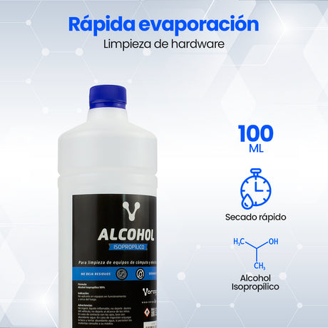 ALCOHOL ISOPROPILICO VORAGO BOTELLA 1 LT RAPIDA EVAPORACION CLN-108