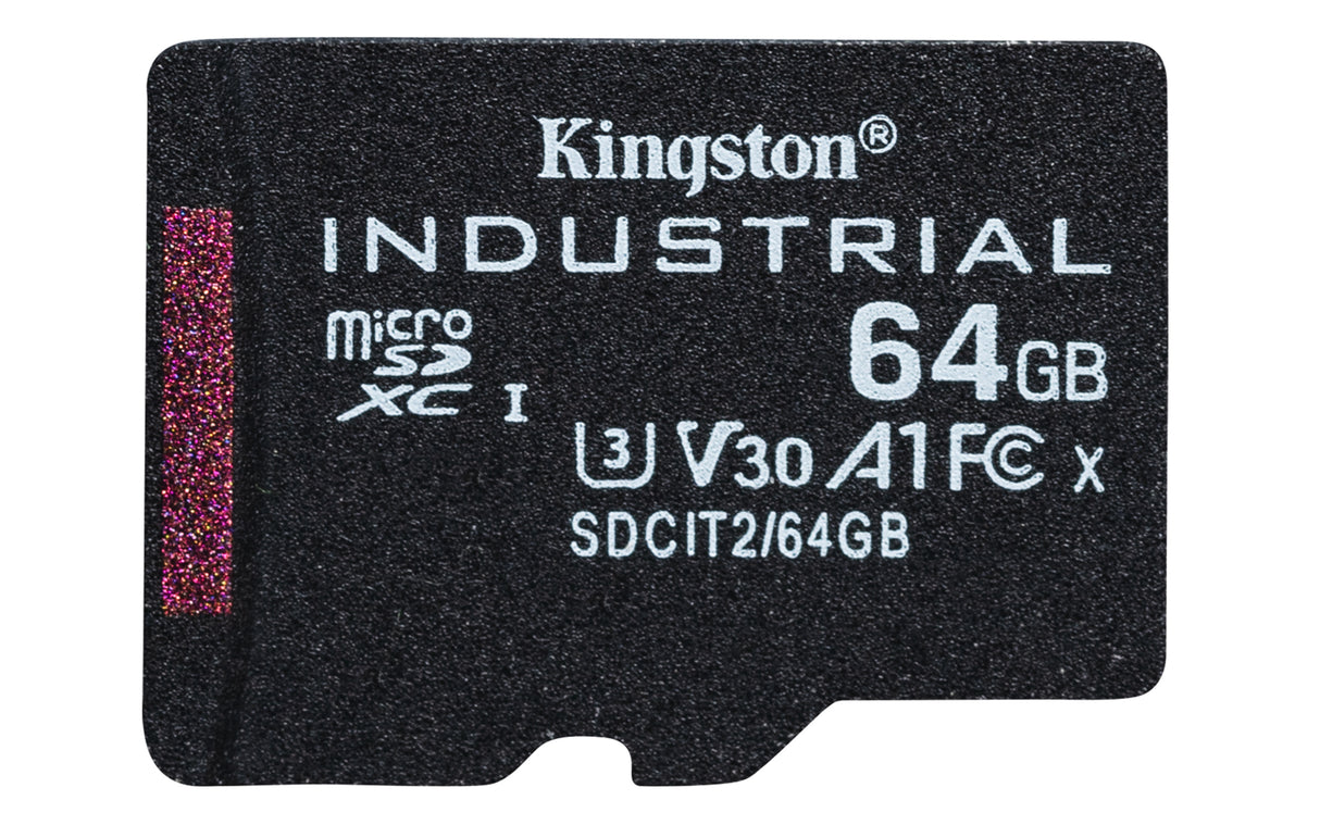 Kingston Technology Tarjeta 64GB microSDXC Industrial C10 A1 pSLC + adaptador SD Memoria Flash 64 GB MicroSDXC 100 MB/s 80 MB/s
