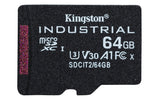 Kingston Technology Tarjeta 64GB microSDXC Industrial C10 A1 pSLC + adaptador SD Memoria Flash 64 GB MicroSDXC 100 MB/s 80 MB/s