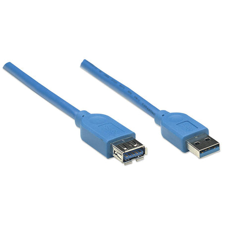 Manhattan Cable alargador USB-A a USB-A, 2 m, macho a hembra, 5 Gbps (USB 3.0), azul, garantía de por vida, equivalente a USB3SEXT2MBK (excepto color) Cable USB 3.2 Gen 1 (3.1 Gen 1) USB A USB A Macho/Hembra