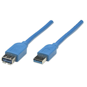 Manhattan Cable alargador USB-A a USB-A, 2 m, macho a hembra, 5 Gbps (USB 3.0), azul, garantía de por vida, equivalente a USB3SEXT2MBK (excepto color) Cable USB 3.2 Gen 1 (3.1 Gen 1) USB A USB A Macho/Hembra