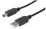 Manhattan Cable para Dispositivos USB Mini-B de Alta Velocidad Cable USB 2.0 USB A Mini-USB B Macho/Macho