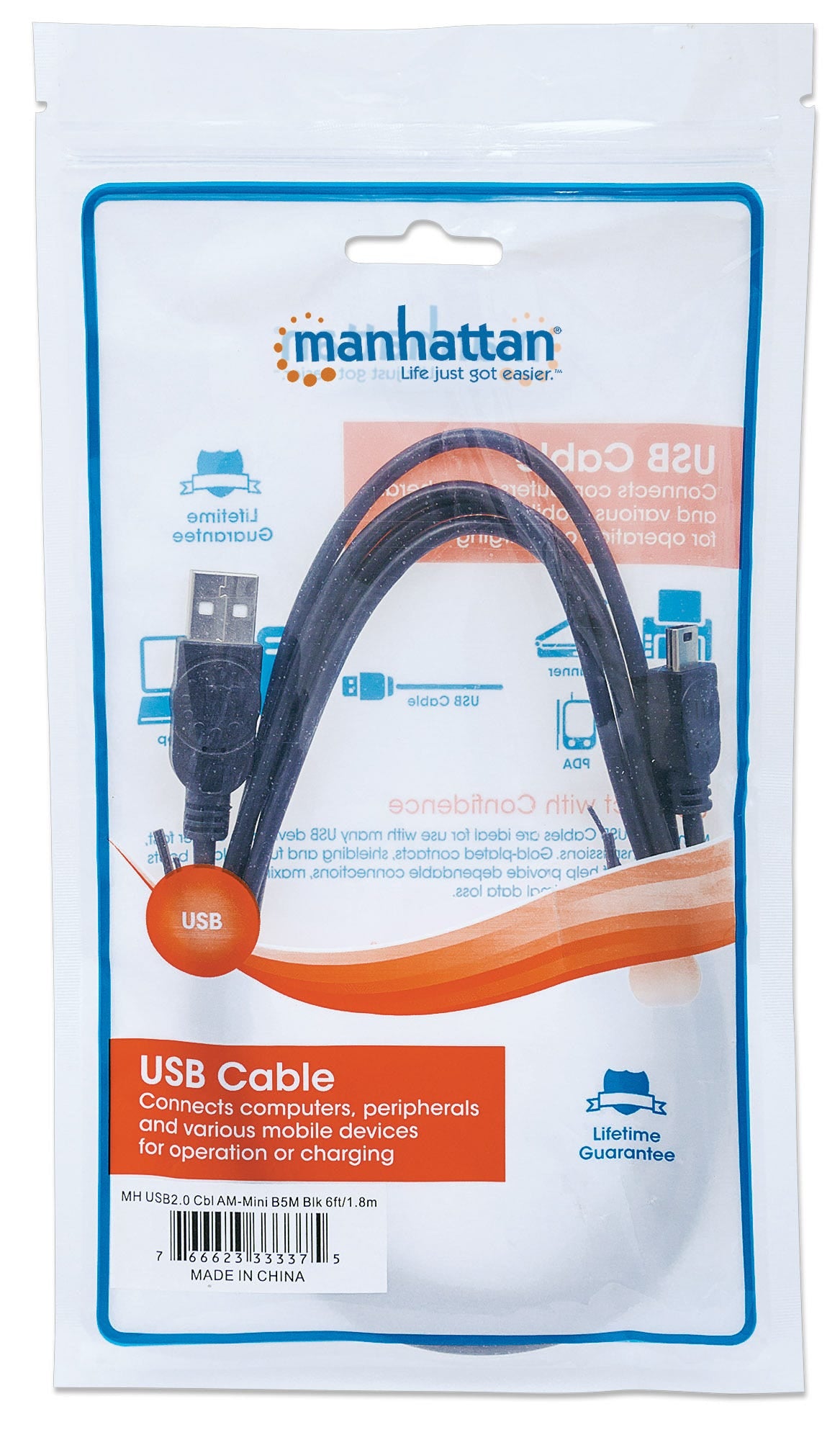 Manhattan Cable para Dispositivos USB Mini-B de Alta Velocidad Cable USB 2.0 USB A Mini-USB B Macho/Macho