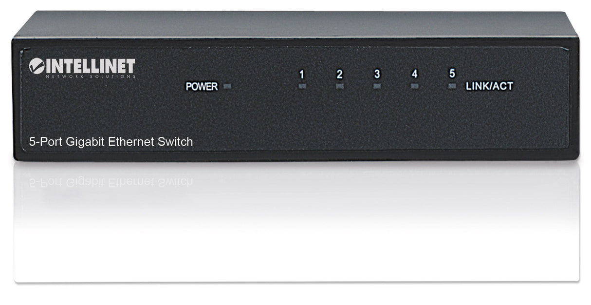 Intellinet Commutateur réseau (switch) Gigabit Ethernet 5 ports, format bureau, boîtier métal, IEEE 