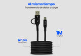Vorago CAB-126 cable USB 1 m USB A/USB C USB C 60 W Negro