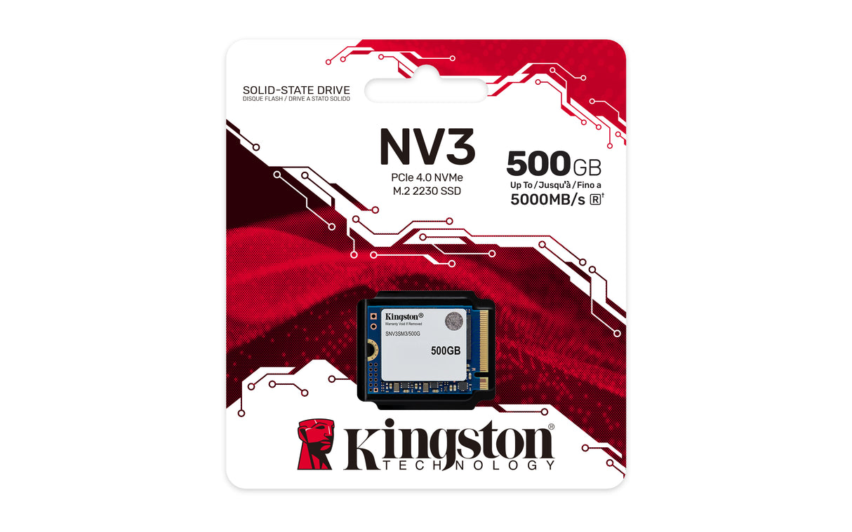 Kingston Technology 500G NV3 M.2 2230 NVMe SSD unidades internas de estado sólido 500 GB M.2 PCI Express 4.0 Si