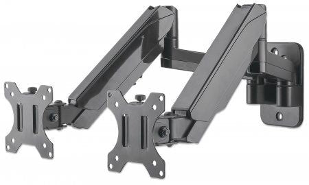 Manhattan Soporte de pared doble para TV/monitores (Articulado de gas), para pantallas de 17" a 32", Compatibilidad VESA: 75×75 y 100×100 mm (verifiqu