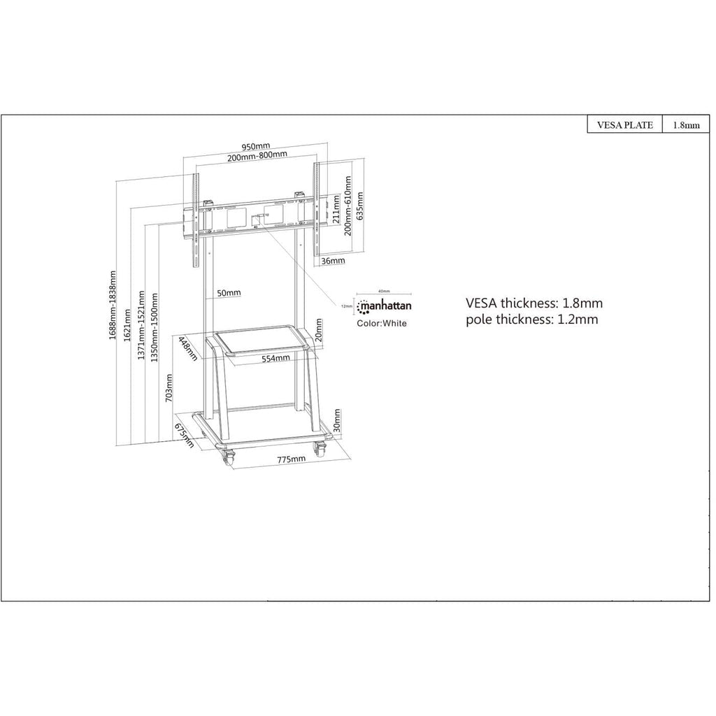 Manhattan Soporte universal para TV de alta resistencia Monitor Negro