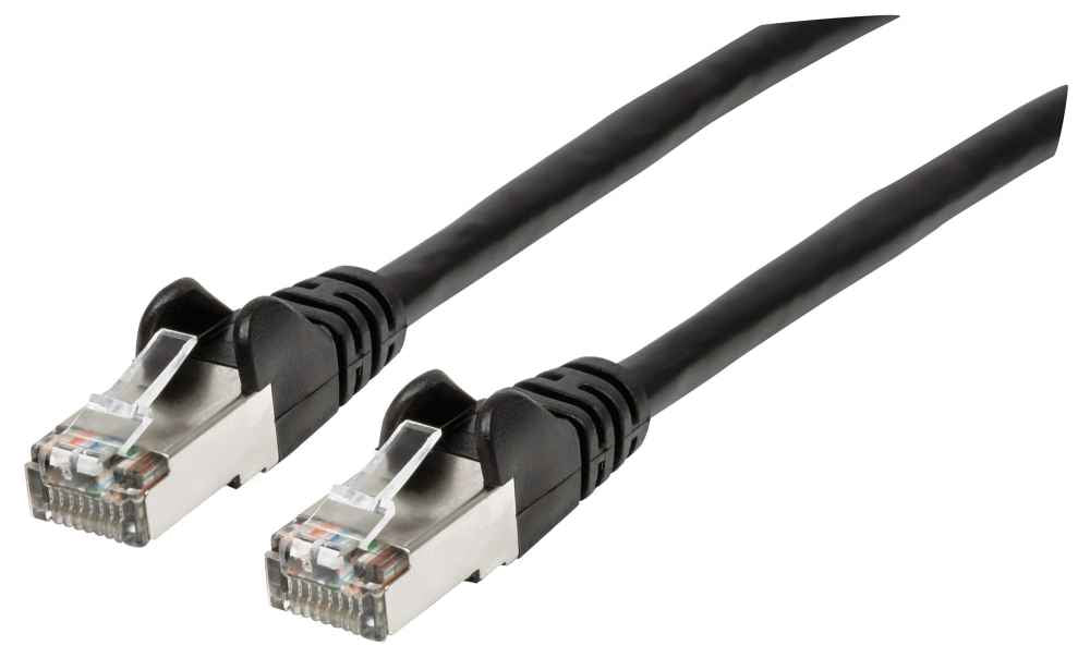 Intellinet Cable de Red Cat6a S/FTP, 30 cm, Negro Cable Negro 0,3 m Cat6a S/FTP (S-STP)