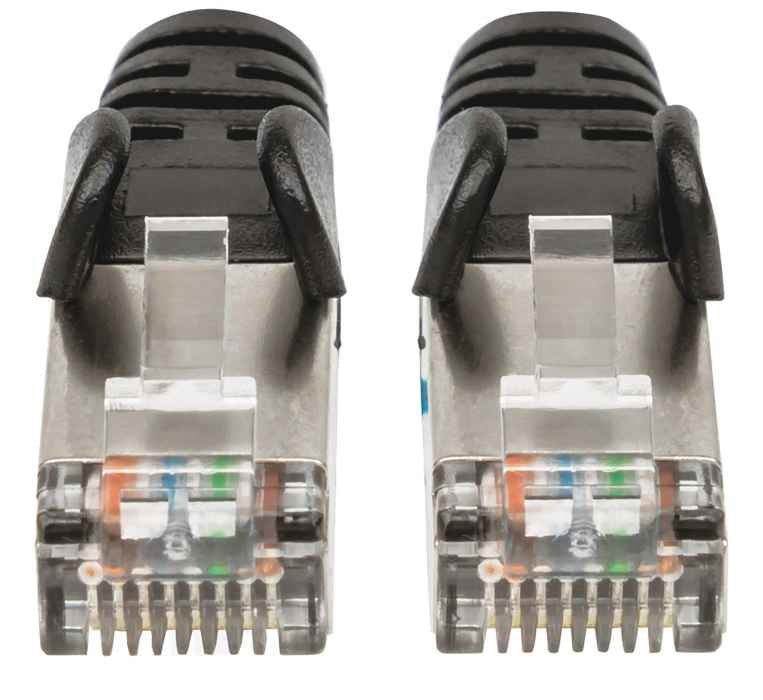 Intellinet Cable de Red Cat6a S/FTP, 30 cm, Negro Cable Negro 0,3 m Cat6a S/FTP (S-STP)