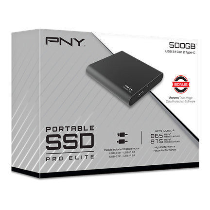 PNY Pro Elite 500 GB USB Tipo C 3.2 Gen 2 (3.1 Gen 2) Negro, 865 MB/s, PSD0CS2060-500-RB