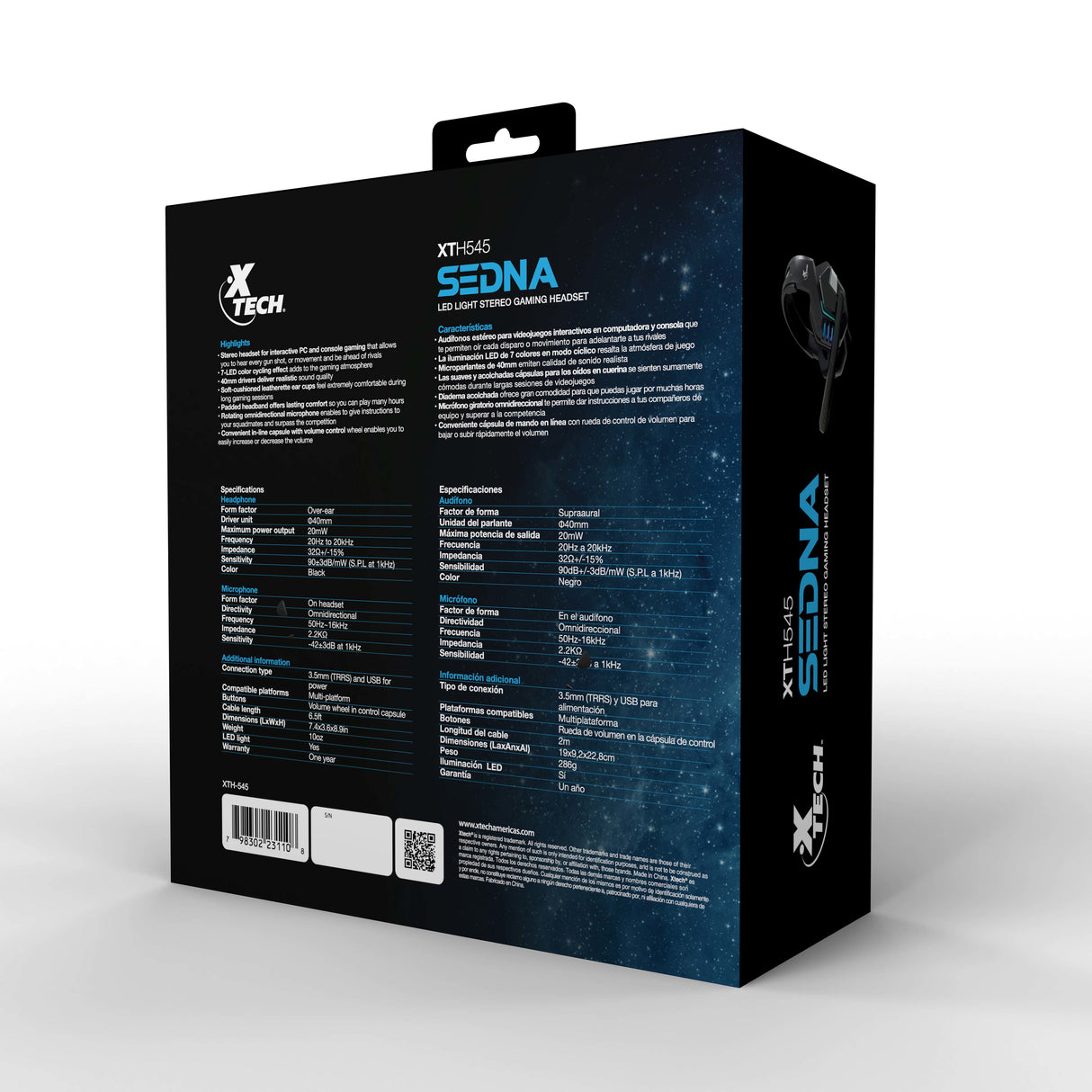 Xtech XTH-545 audífono y auriculare Auriculares Alámbrico Diadema Juego USB tipo A Negro, 20 - 20000 Hz, 283.49 g
