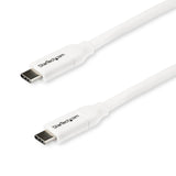 StarTech.com Cable de 2m USB-C a USB-C con capacidad para Entrega de Alimentación de 5A - USB TipoC - Cable de Carga USBC - Blanco Cable USB 2.0 USB C USB C Macho