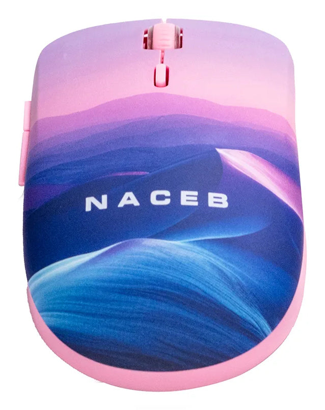Naceb Technology Na-0138 ratón Ambidiestro RF inalámbrico 1600 DPI, Azul, Rosa, Blanco