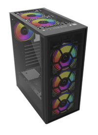 Gabinete ACTECK Gamer Media Torre Dragonfly II Mesh GM740 / Max MB ATX  / 1xUSB 3.0 + 4xFan RGB / Panel Izq Cristal + Fr