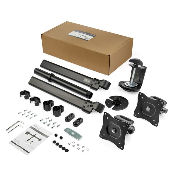 StarTech.com Brazo para Escritorio de Dos Monitores - con Barra Horizontal - Soporte de Mordaza/Ojal para Escritorio Monitor Negro