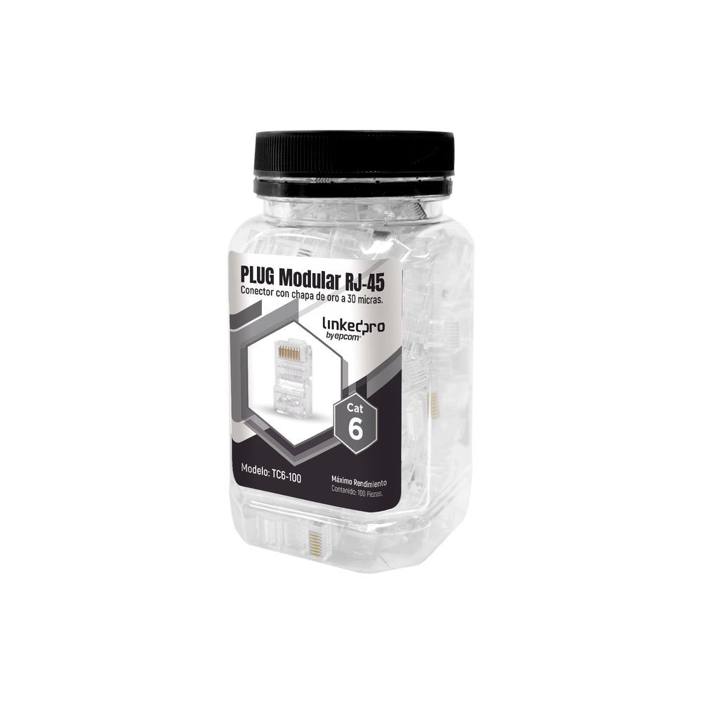 LinkedPRO TC6-100 conector RJ-45 Transparente, Oro, 100 Ohmio, TIA-568B.2
