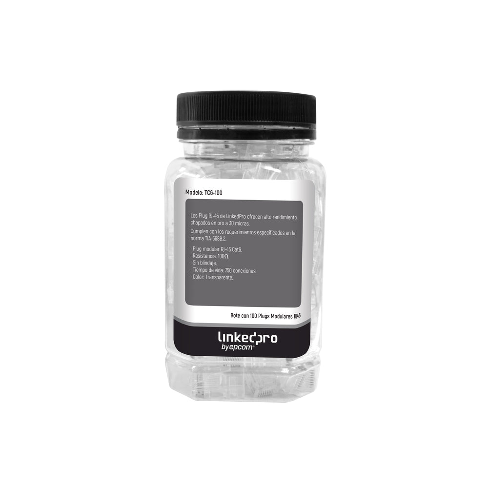 LinkedPRO TC6-100 conector RJ-45 Transparente, Oro, 100 Ohmio, TIA-568B.2