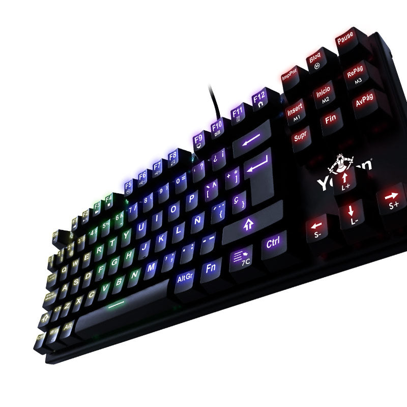 Yeyian YAT1804 teclado Juego USB QWERTY Español Negro, Alámbrico, Interruptor mecánico, LED RGB