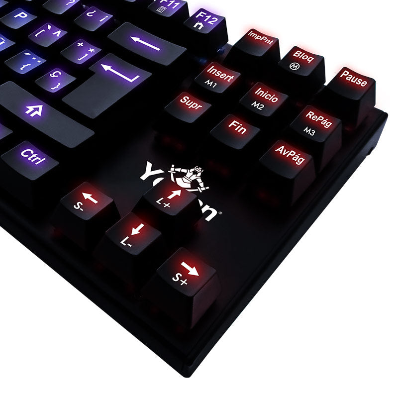 Yeyian YAT1804 teclado Juego USB QWERTY Español Negro, Alámbrico, Interruptor mecánico, LED RGB
